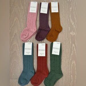 Cable knit toddler girl knee high size 1.5-3T lot of 6 NEW